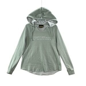 Klim Hoodie Women Small Green Logo V-Neck Fleece Raglan Pullover Sweatshirt